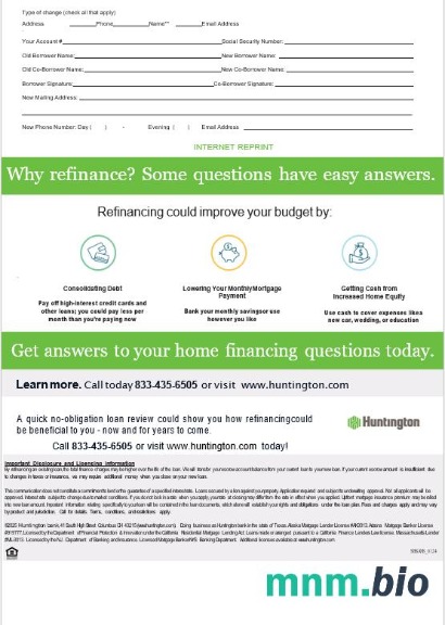 USA Ohio Huntington Bank wyciąg z kredytu hipotecznego w formatach Word i PDF, 3 strony 3
